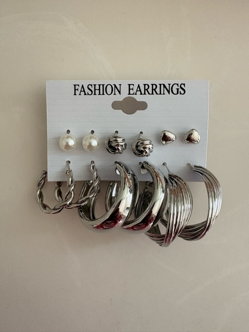 Fashion Jewelry Silver Hoop and Pearl Earring Set